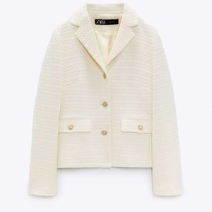 Jewel Button Cropped Blazer - Ecru - Size XL - NWT!